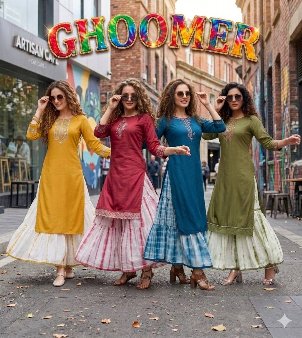  GHOOMER By kaamiri 01 To 04 Series Beautiful Festive Suits Colourful Stylish Kurti with palazo At Wholesale Price